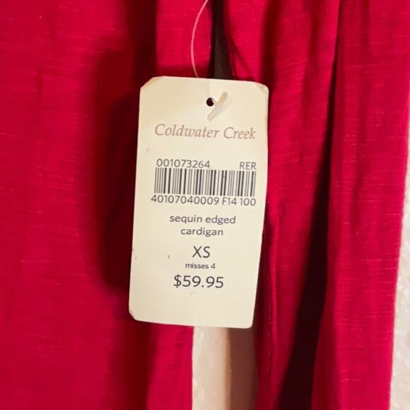 Coldwater Creek women’s red sequin edged cardigan Size XS - Picture 7 of 8